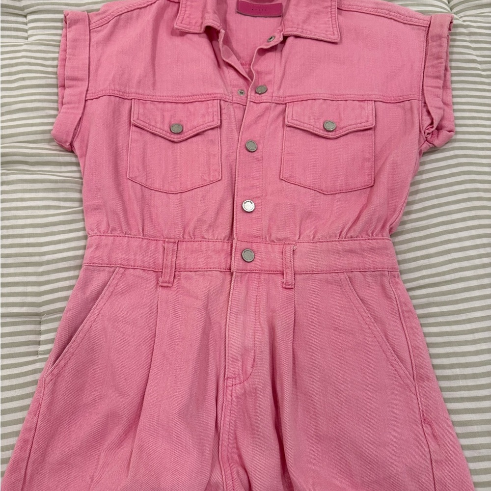 Pink Denim Romper